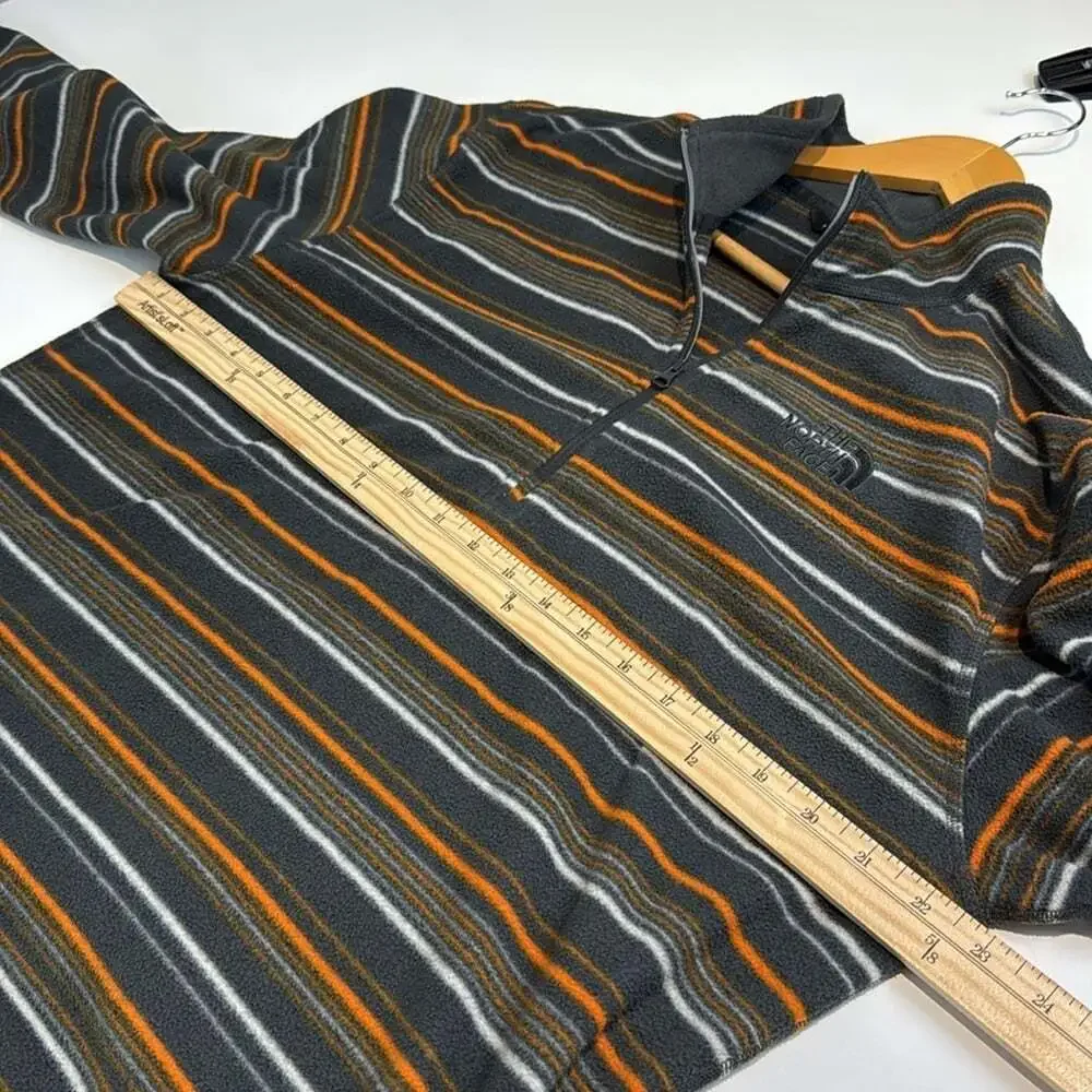 The North Face Gray/Orange/White Striped Fleece 1/4-Zip Jacket Men’s Size Large